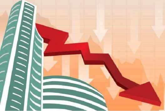 Stock market on red mark