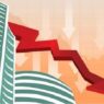 Stock market on red mark