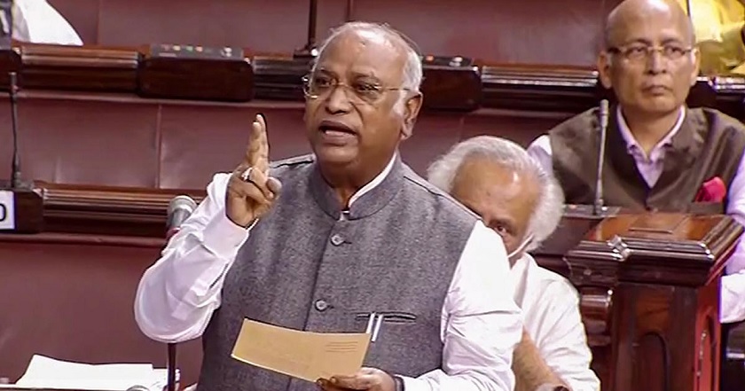 Mallikarjun Kharge attack on the government in Parliament