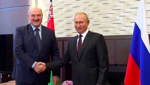 Belarus President Alexander Lukashenko meeting with Russian President Vladimir Putin