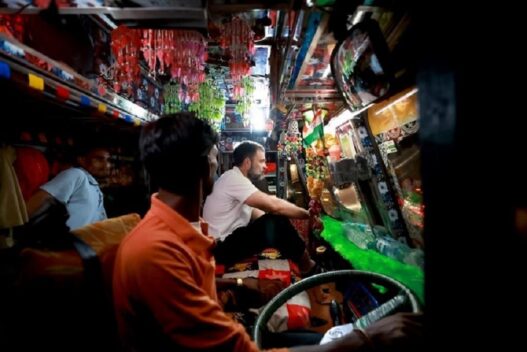 Rahul Gandhi truck ride on the highway