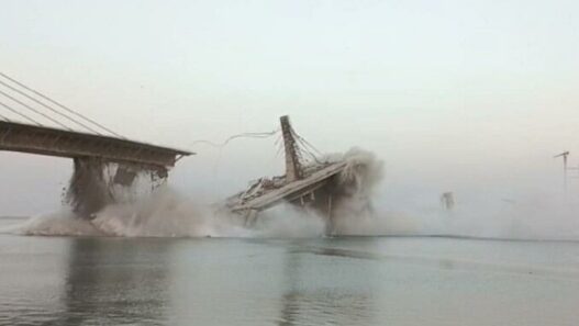 Fourlane bridge fell into river in Bihar