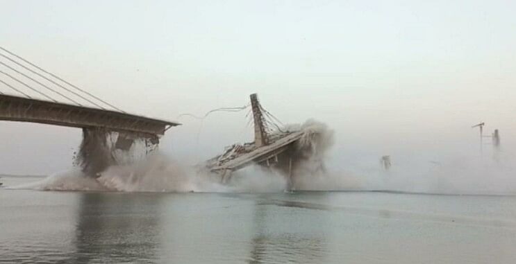 Fourlane bridge fell into river in Bihar