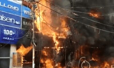 A fierce fire broke out in two showrooms in Jhansi