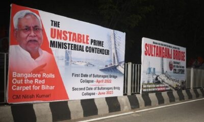 Hoardings and posters put up against Nitish Kumar in Bengaluru