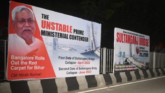 Hoardings and posters put up against Nitish Kumar in Bengaluru
