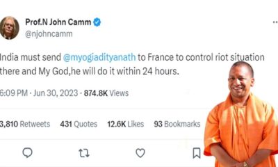 Professor N John Camm tweet on Yogi Adityanath