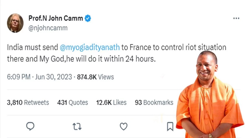 Professor N John Camm tweet on Yogi Adityanath