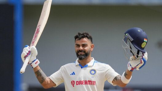 Virat Kohli on Queen Oval Park stadium of Trinidad after score 76th hundred