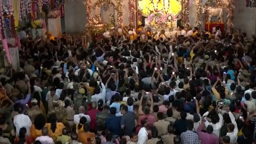 Devotees throng Banke Bihari temple Mathura on Shravana Putrada Ekadashi