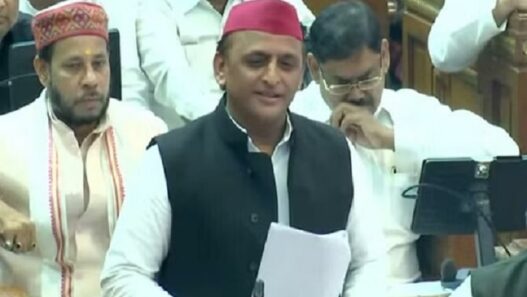 Former CM and Leader of Opposition Akhilesh Yadav in UP Assembly today