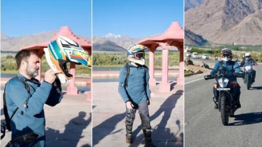 Rahul Gandhi on bike in Ladakh