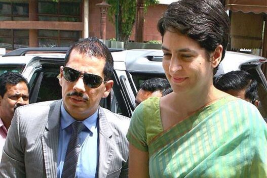 Robert Vadra in support of wife