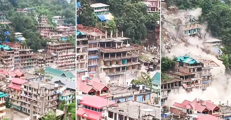 many buildings collapsed like play cards in Kullu