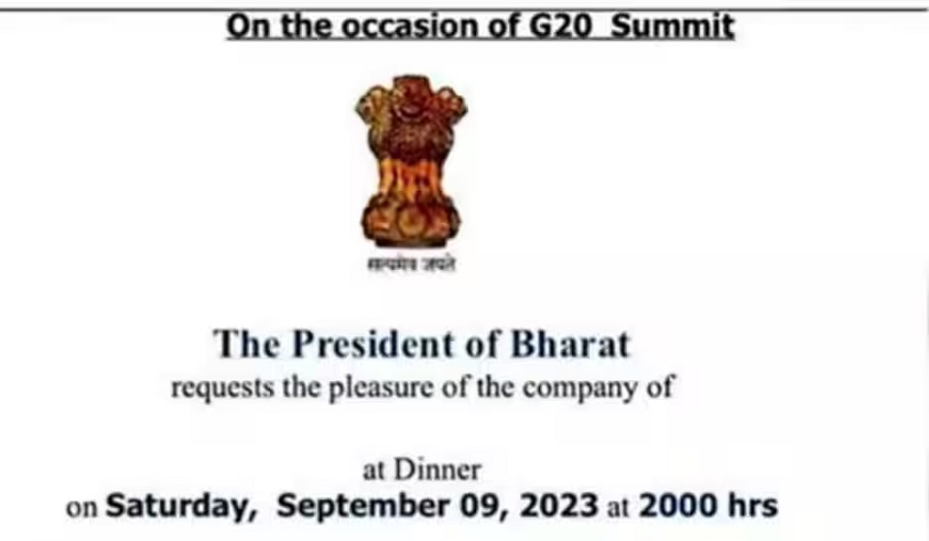 'President of bharat' used in G20 dinner invitation