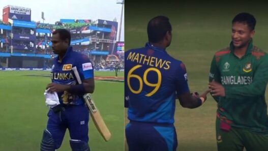 Angelo Mathews out due to time out.