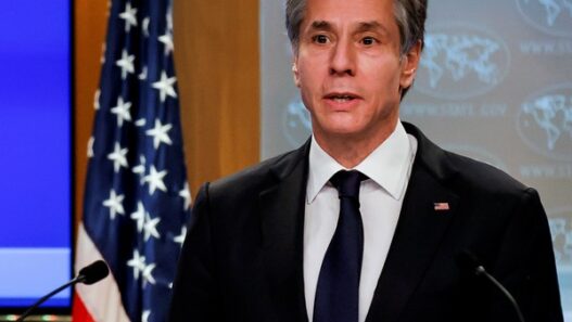 New U.S. Secretary of State Antony Blinken holds first press briefing at the State Department in Washington