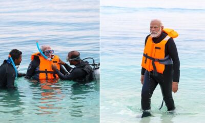 PM Modi morning walk on the sea shore in Lakshadweep