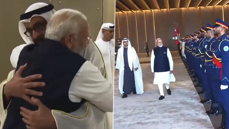 PM Modi reached Abu Dhabi, UAE President welcomed him with a hug